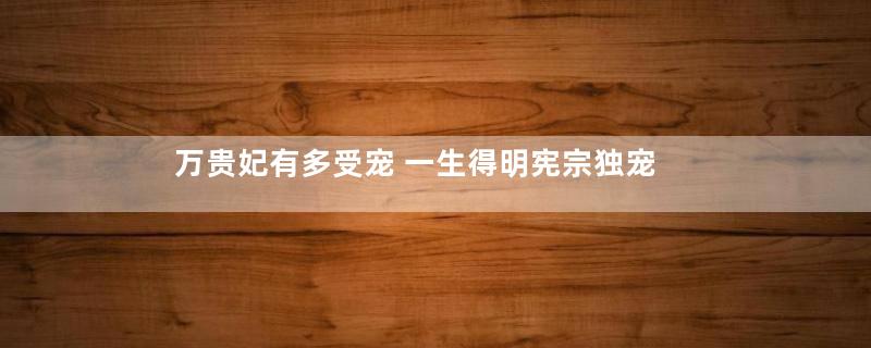 万贵妃有多受宠 一生得明宪宗独宠